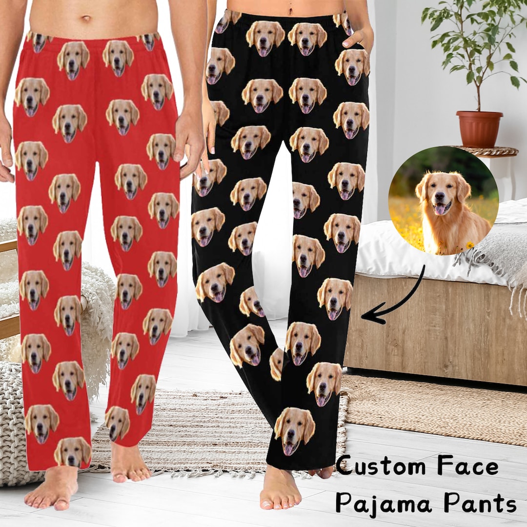 Custom Dog Face Pajamas Pants Pictures Pajamas Pants Family Etsy
