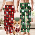 Custom Plaid Christmas Pajamas Pants Family: Customized Pajama with Face and Dog, Personalized PJs