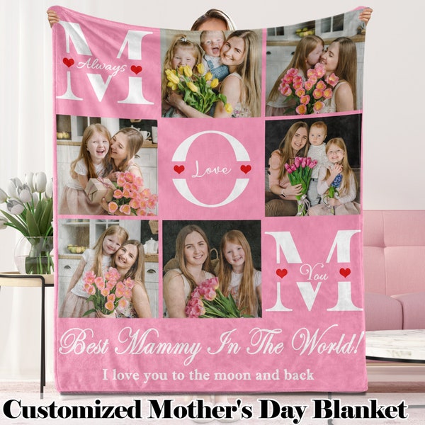 Custom Mother's Day Blanket, Custom Blanket, Personalized Blanket for Mom, Custom Photos Flannel Blanket, Picture Blanket, Gift for Mom