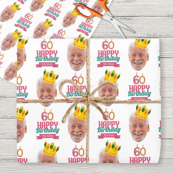 Personalized Birthday Wrapping Paper, Custom Faces Gift Wrapping Paper, Custom Wrapping Paper, Gift for Birthday boy, Gift Wrapping Paper