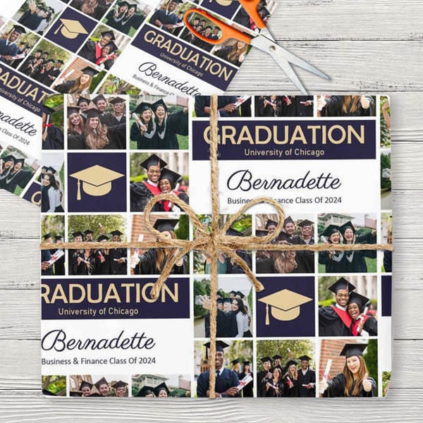 Custom Graduation Photos Wrapping Paper, Personalized Wrapping Paper, Graduation Gift Wrapping Paper, Custom Gift Wrap, Present Paper Roll