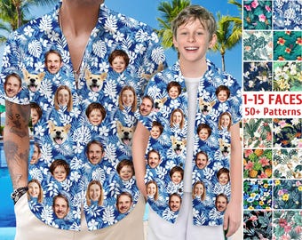 Custom Picture Face Hawaiian Shirt: Personalized Photo Floral Aloha Shirt, Dad Family Matching Shirts