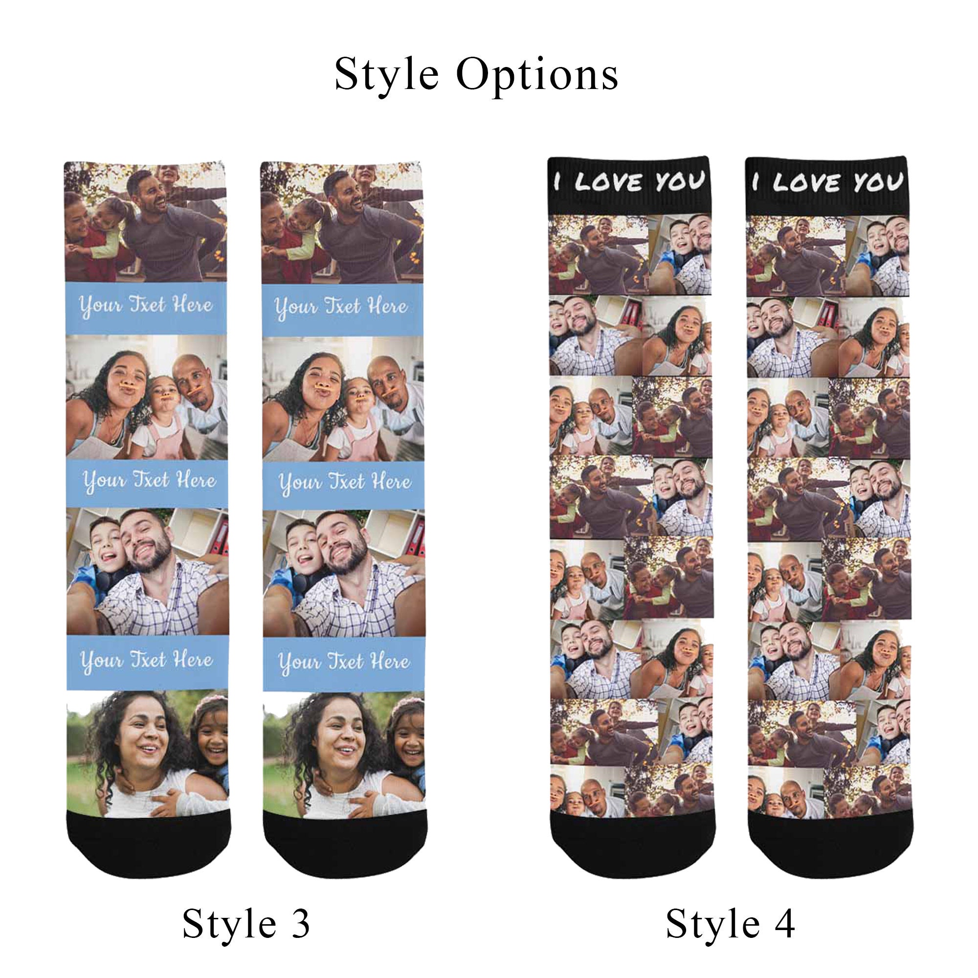 Custom Photo Socks: Personalized Family Gift, Photos and Text Socks - Etsy