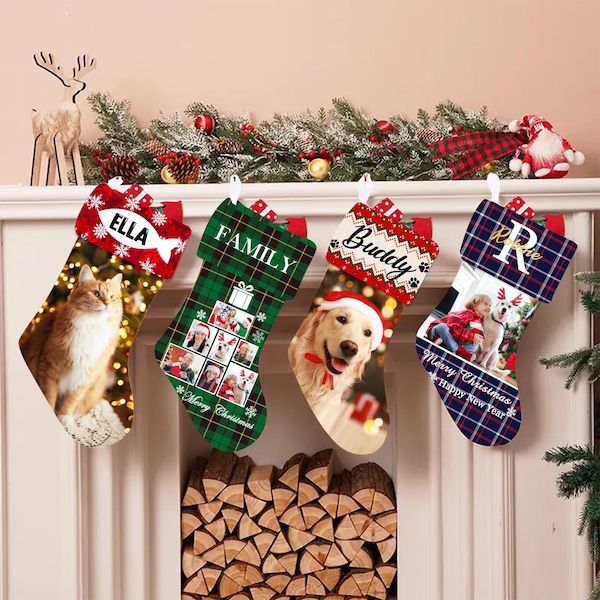 Custom Photo Christmas Stocking: Personalized Name Holiday Decor