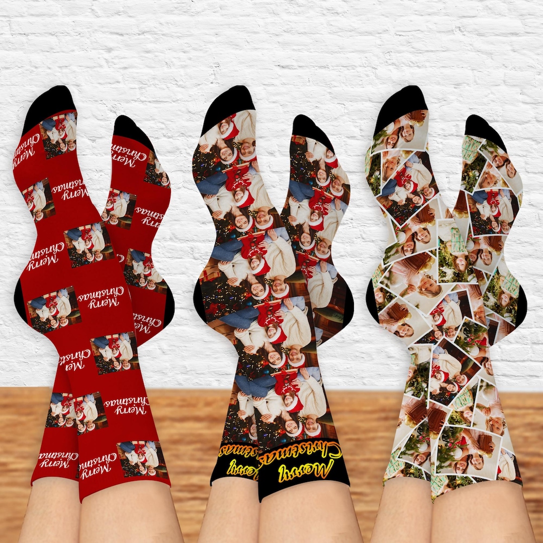 Personalized Photo Socks, Custom Text Christmas Gift - Etsy