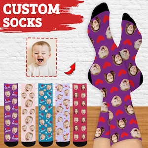 Personalisierte Baby Gesichtssocken für Mama, individuell gestaltete Foto Socken, Socken mit Gesicht, individuell gestaltete Socken für Frauen, individuell gestaltete Muttertagssocken Geschenk für Mama
