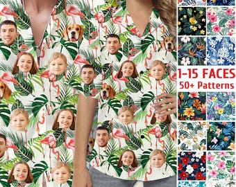 Hawaiian Shirts With Your Picture on Them, Custom Family Photo Hawaii Matching Outfit,Personalized Hawaiian Beach Shirt, Custom Couple Shirt