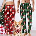 Custom Plaid Christmas Pajamas Pants Family: Customized Pajama with Face and Dog, Personalized PJs