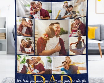 Custom Father's Day Blanket, Personalized Blanket, Personalized Blanket for Dad, Custom Photos Text Blanket, Picture Blanket, Gift for Dad