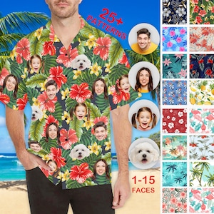 Personalized Hawaiian Shirt with Photo, Custom Face Hawaiian Shirt for Men, Personalized Hawaiian Button Shirt, Bachelor Party Gifts for Men