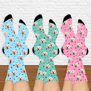Personalized Pet Face Socks, Put Your Dog on Custom Socks, Custom Dog Paw&Bone Face Socks, Dog Lovers Gift, Dog Socks, Custom Pet Socks