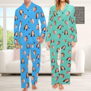 Personalized Baby Mom Dad Pajama Set, Custom Face Couple Pajamas Set, Personalized Pajama Set with Baby Face, Photo Pajama Set, Gift for Mom