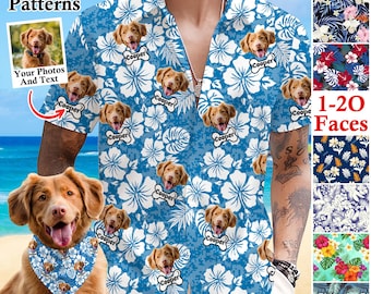 Custom Dog Face Hawaiian Shirt: Personalized Pet Button Down Shirt, Vintage Tropical Shirts