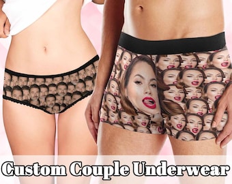 Custom Multi Face Women&#39;s Briefs, Personalized Face Photo Underwear, Funny Panties Sexy Lingerie, Birthday Gift for Girlfriend Wife Daughter