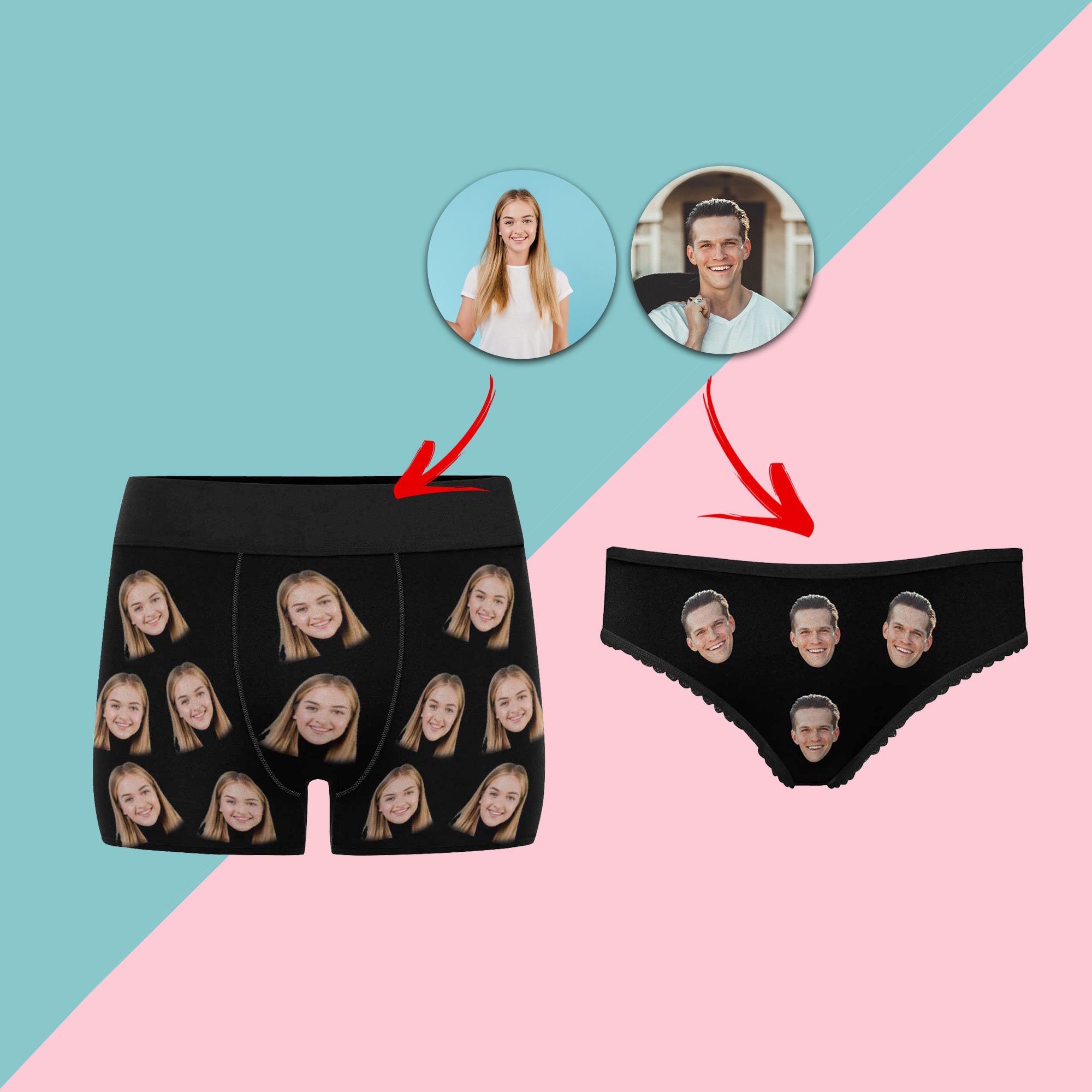 Couple Matching Underwear Couple Briefs Custom Photo Boxer Etsy