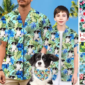 Personalized Pet Dog Photo Hawaiian Shirt Printed Hawaiian Shirt With Dog Face Custom Tropical Style Hawaiian Shirt for Kids Pet Lover Gift
