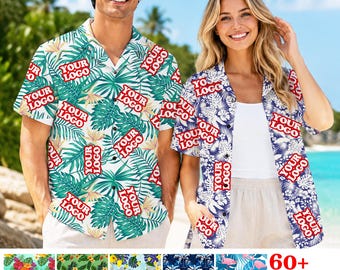 Custom Logo Hawaiian Shirt: Personalized Photo Face Tropical Shirts, Floral Beach Gift
