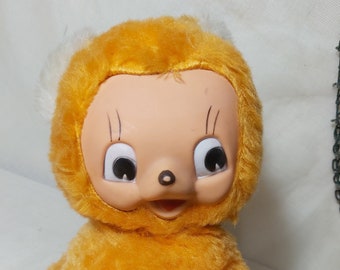 Vintage plush rubber face orange cat. Gummigesicht Sonneberg. Vintage plush cat. Sonneberg stuffed animal doll plush 1970. Doll cat