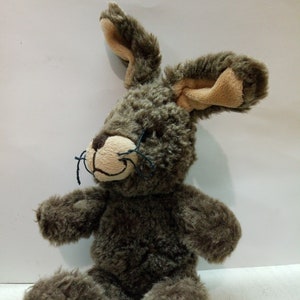 Vintage plush bunny. Dark gray plush bunny. Stuffed animal plush bunny. Vintage bunny plush. Old plush bunny