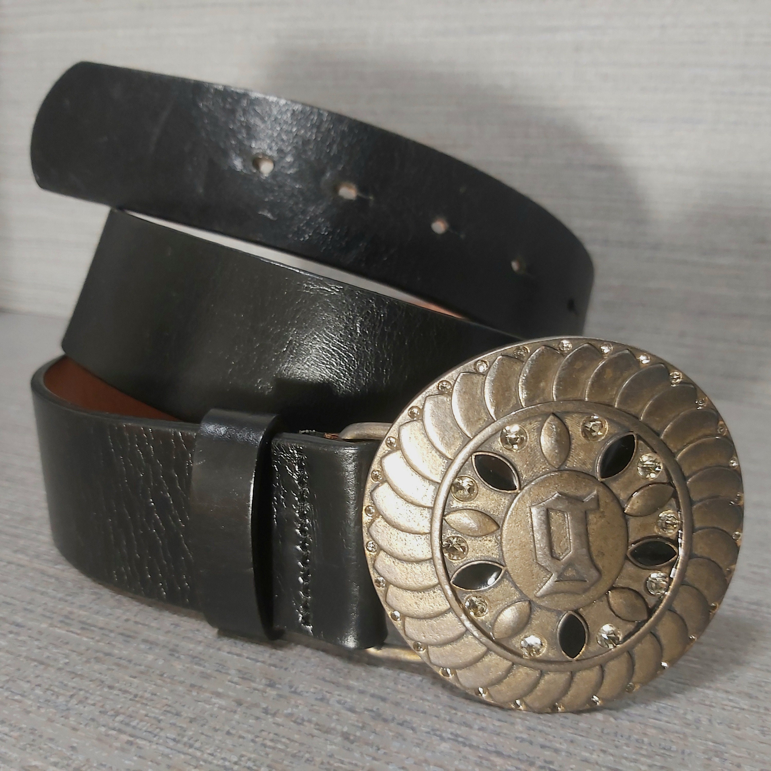 John Galliano Belt. Vintage Black Belt John Galliano. Round