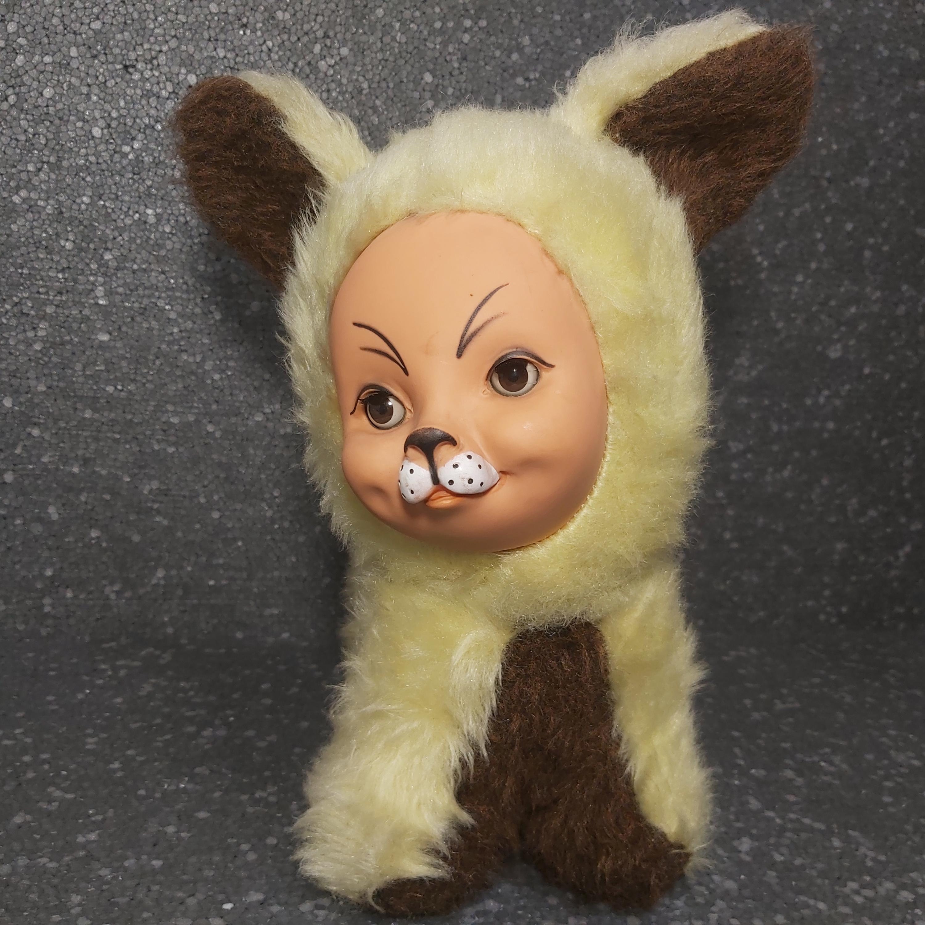 Sonneberg Vintage Plush Doll Dog Blinking Eyes. Sonneberg
