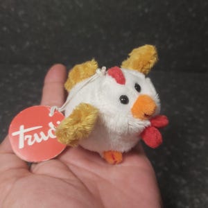 Schlüsselanhänger Huhn Plüsch. Trudi Vintage. Kleines Huhn Trudi, Süße Kollektion. Küken Stofftier. Kleiner Hahn Plüsch Vintage Hahn Plüschvogel