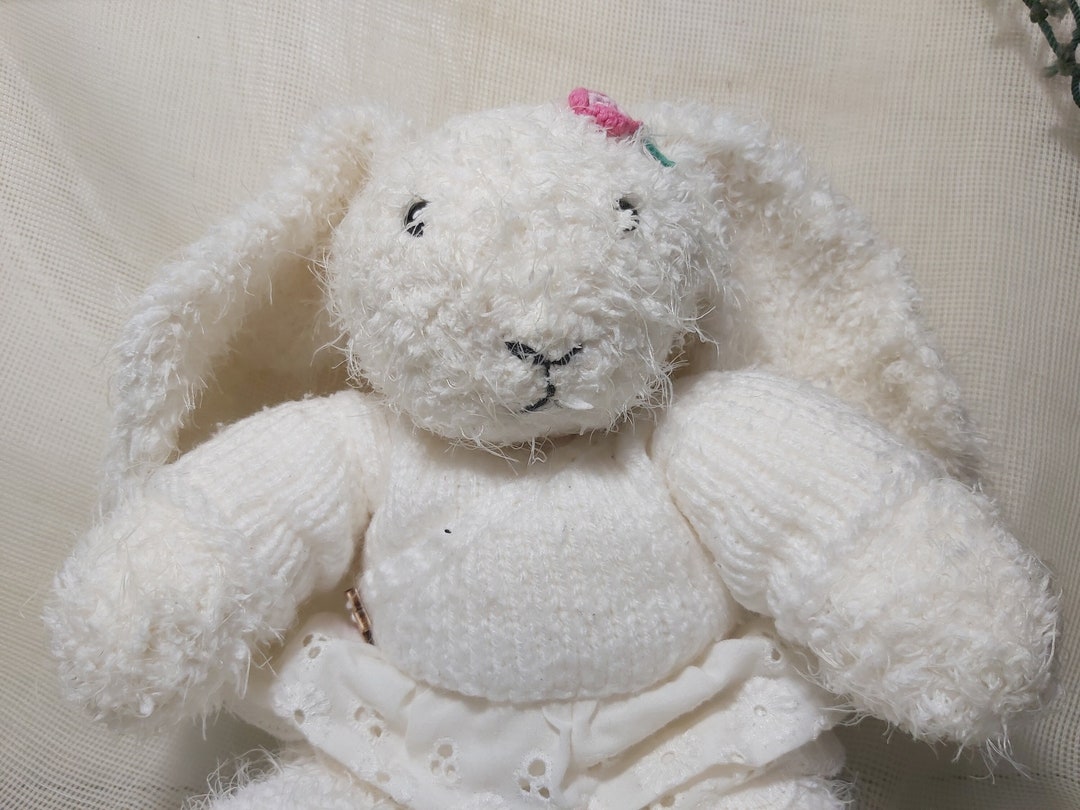 White Rabbit Plush Line White Plush Bunny Girl. Vintage White Plush Rabbit Girl. White Bunny ...