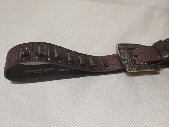 Germano Zama vintage belt. Burgundy vintage real … - image 9