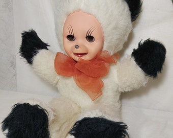 Vintage Rubber Face Plush BROWN EYES. Vintage Plush Doll