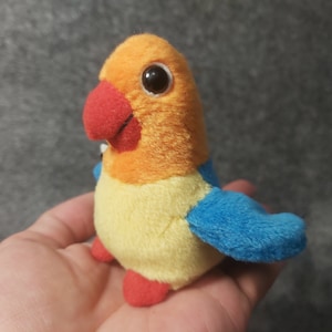 Small Parrot plush Vintage. Trudi Sweet Collection Parrot blue wings trudi Baby Parrot stuffed animal. Small Parrot vintage plush bird