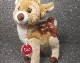 Lindo cervatillo de peluche vintage. Ciervo Brocket Trudi. Cerdo de peluche vintage. Ciervo bebé de peluche vintage.