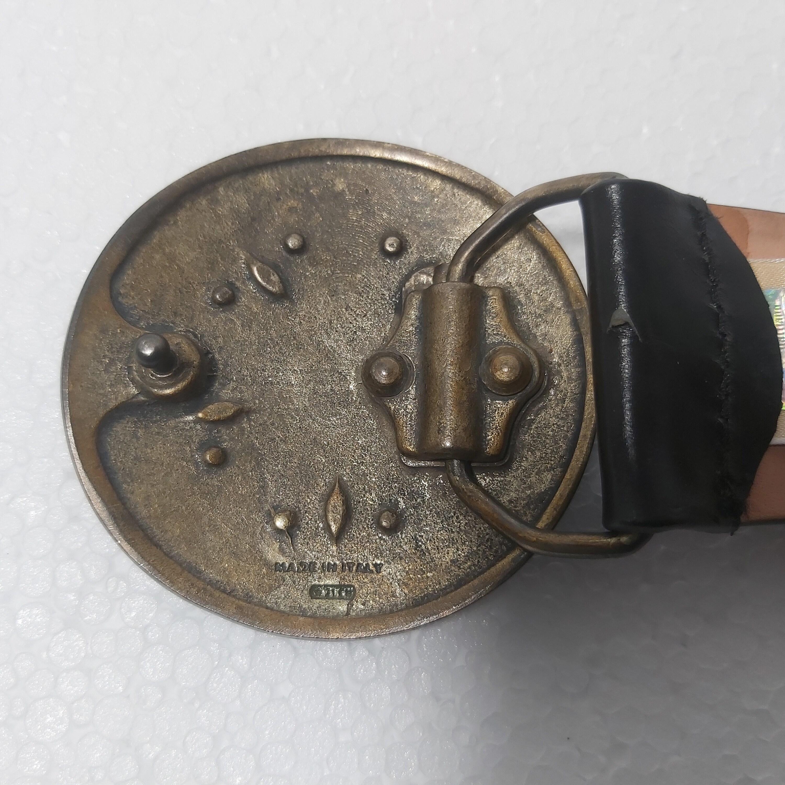 John Galliano 黒 レザーベルト メタル装飾付き Christian Dior by John Galliano Black Silver Logo Plate Belt