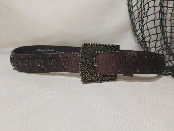 Germano Zama vintage belt. Burgundy vintage real … - image 7