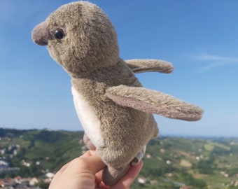 Gray penguin plush. Stuffed animal penguin. Gray plush penguin baby