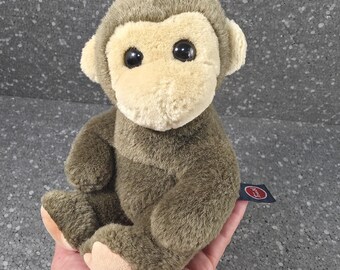 Vintage White Monkey Plush. Sitting Monkey Stuffed Animal Vintage