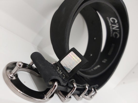 小物 90s costume national leather belt Vintage Costume National Collection Belt. Black Leather Belt