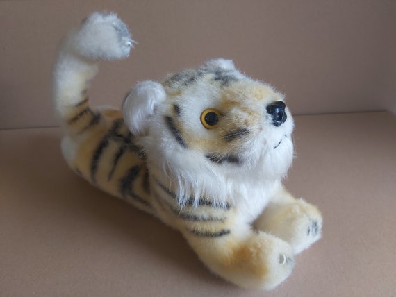 Tiger Plush Vintage. Lying Tiger Vintage Plush. Stuffed Tiger Vintage Etsy UK