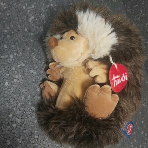 Divertido peluche de erizo. Gran peluche de erizo vintage. Erizo Trudi de peluche vintage de Italia. Peluche de erizo. Divertido erizo Trudini