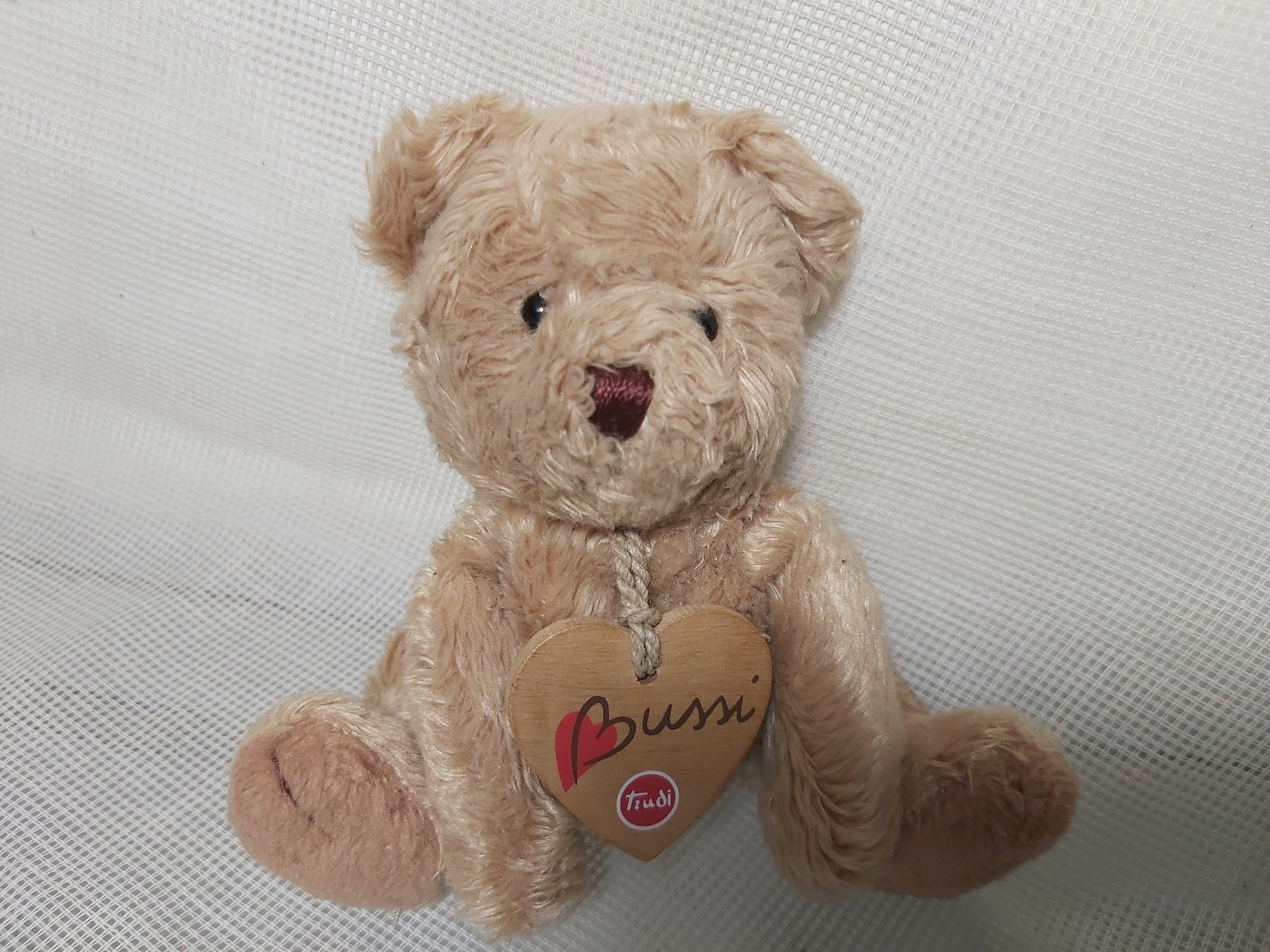 Small Caramel Teddy Bear Trudi Bussi. Portachiavi Orsetto in Peluche.  Italian Vintage Mohair Bear. Italian Stuffed Small Beige Bear -  India