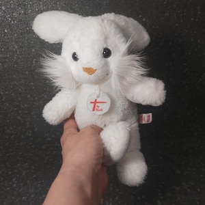 White bunny stuffed vintage. Rabbit Trudi. Vintage plush bunny. Vintage rabbit stuffed animal. Cute white rabbit plush