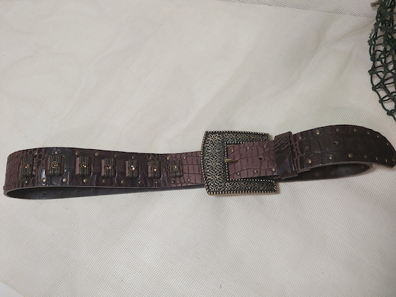 Germano Zama vintage belt. Burgundy vintage real … - image 8