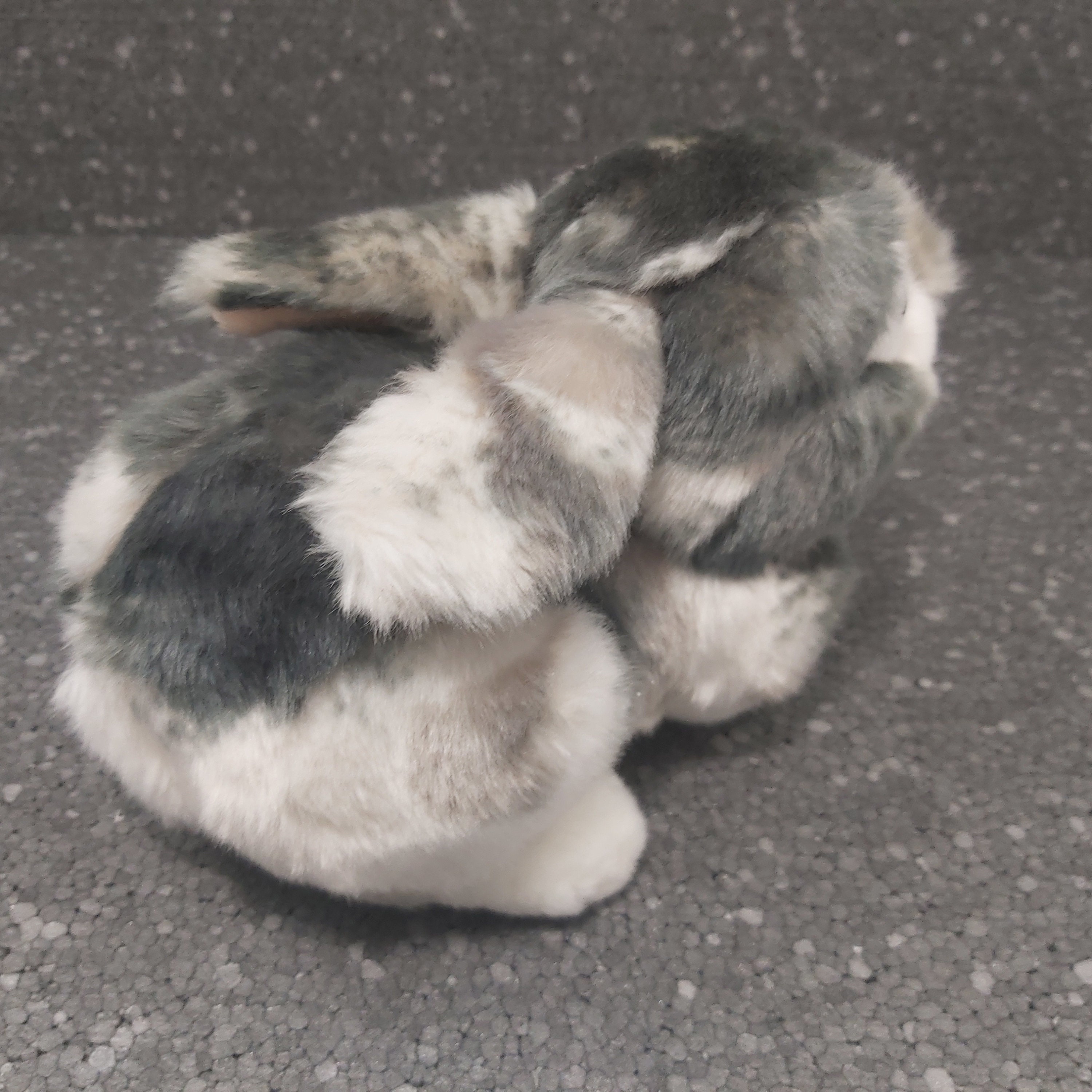 Realistic gray spotted rabbit plush vintage. Stuffed rabbit vintage plush. Spotted Rabbit vintage stuffed animal Vintage spotted bunny Trudi