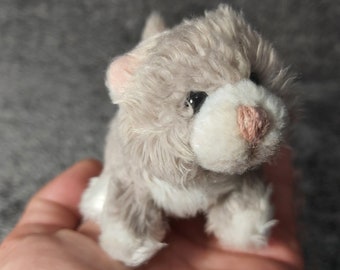 Gray Kitten plush. Trudi vintage. Small gray kitten Trudi Sweet Collection. Small gray Cat stuffed animal