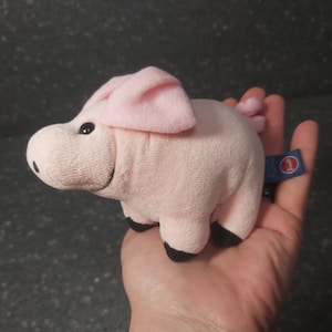 Funny pig plush. Vintage Trudi Mini Collection. Funny piglet stuffed animal. Funny pig vintage plush. Pig mini trudini. Small pig plush