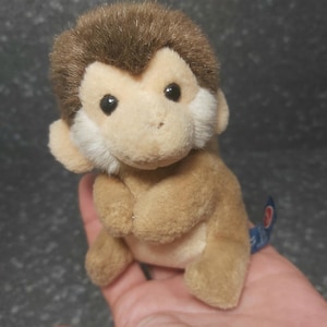 Brown monkey plush. Vintage Trudi Mini Collection. Dark Monkey stuffed animal. Monkey vintage plush. Monkey mini trudini. Monkey plush