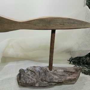 Driftwood Fish Sculpture Stand Statue. Coastal Decor Fish Art. Sea Wood Beach Decor