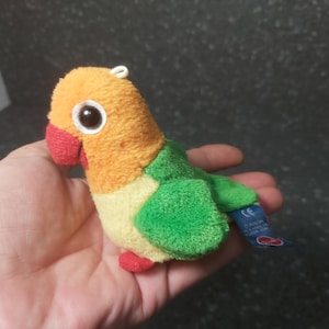 Small Parrot plush Vintage. Trudi Sweet Collection Parrot green wings trudi Baby Parrot stuffed animal. Small Parrot vintage plush bird
