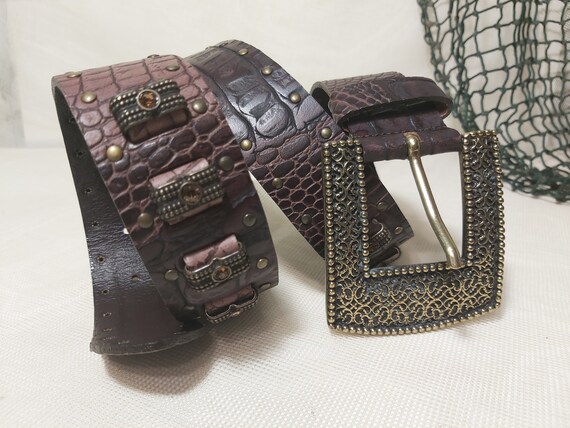 Germano Zama Belt Vintage. Burgundy Leather Belt Bohemian  display picture 3