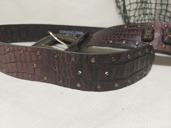 Germano Zama vintage belt. Burgundy vintage real … - image 6