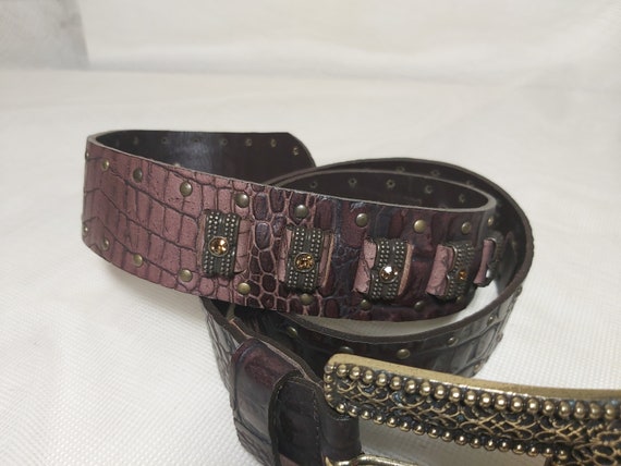 Germano Zama vintage belt. Burgundy vintage real … - image 10